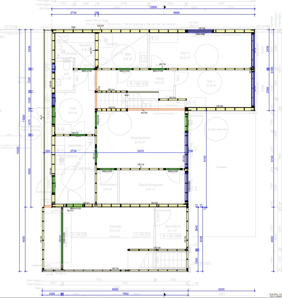 Slik ser pre-cut tegninger ut -  byggeplassmappen